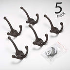Ambipolar 5-Pack TriLeg Coat Hooks. Wall Mounted, Heavy Duty Decorative Black - Image 2