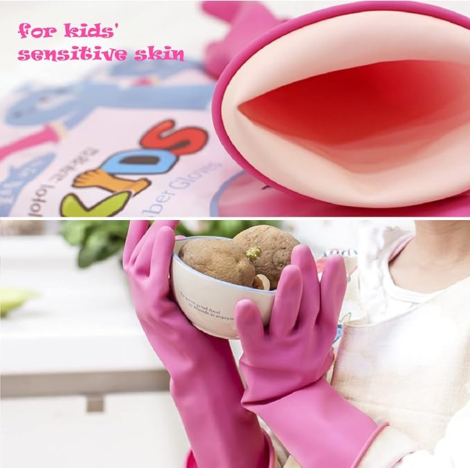 Myungjin Kids Reusable Waterproof Rubber Gloves | Cooking, Dishwashing - Image 2