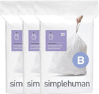 simplehuman Code B 90 Count, Dispenser Pack Custom Fit Liners, Drawstring Trash by Simplehuman