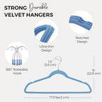HOUSE DAY Premium Velvet Hangers 50 Pack Blue, Non-Slip Flocked Felt Hangers - Image 7