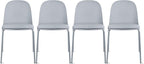 2xhome Modern Stackable Armless Dining Chair | Plastic Shell Seat with Metal Legs | Indoor or Outdoor Use | Home Kitchen Patio (4, Grey, Padded Seat) by 2xhome