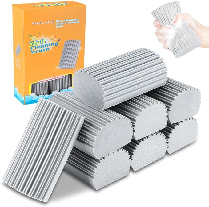 8-Pack Damp Clean Duster Sponge, Magic Sponge Eraser Baseboard Cleaner Tool by YFUIF