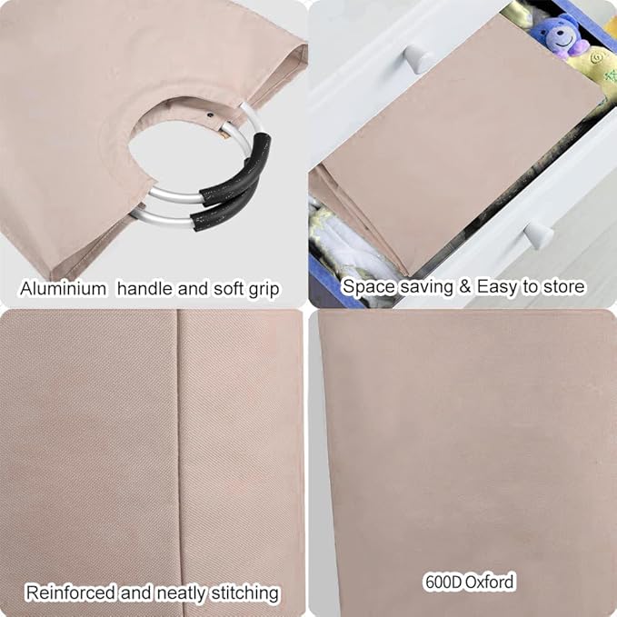 WOOHA 125L Large laundry basket, Collapsible laundry hamper, Tall Clothes - Image 3