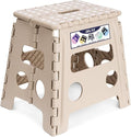 Delxo Office Step Stool, 13 inch Non-Slip Foldable Stools for Adults Up to 300 LBS, Step Stool with Handle, Lightweight for Kitchen, Bathroom, Bedroom, Office, Khaki, 1PC by Delxo