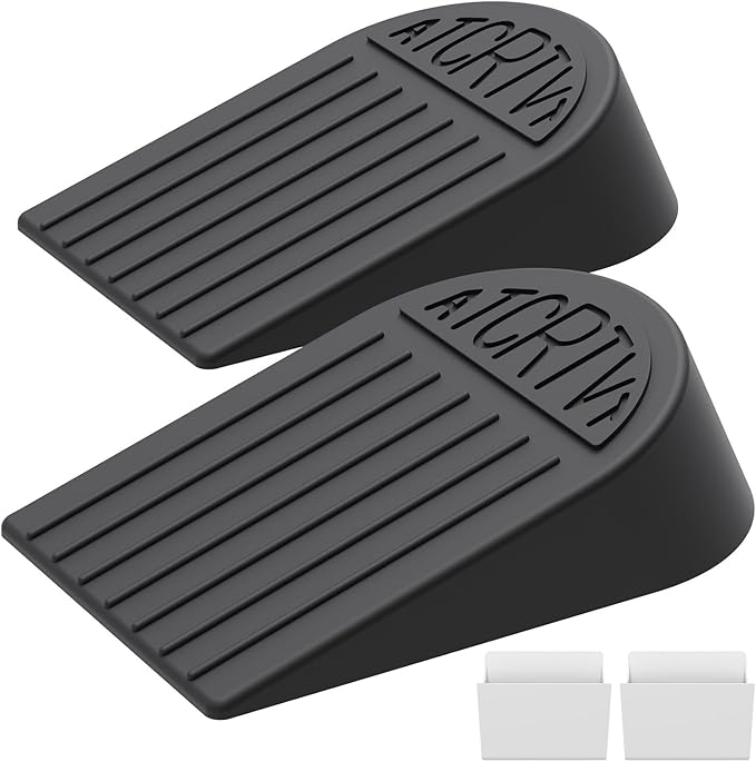 Rubber Widened Door Stopper Wedge – 2 Pack Black Door Stoppers Wedge by Unknown