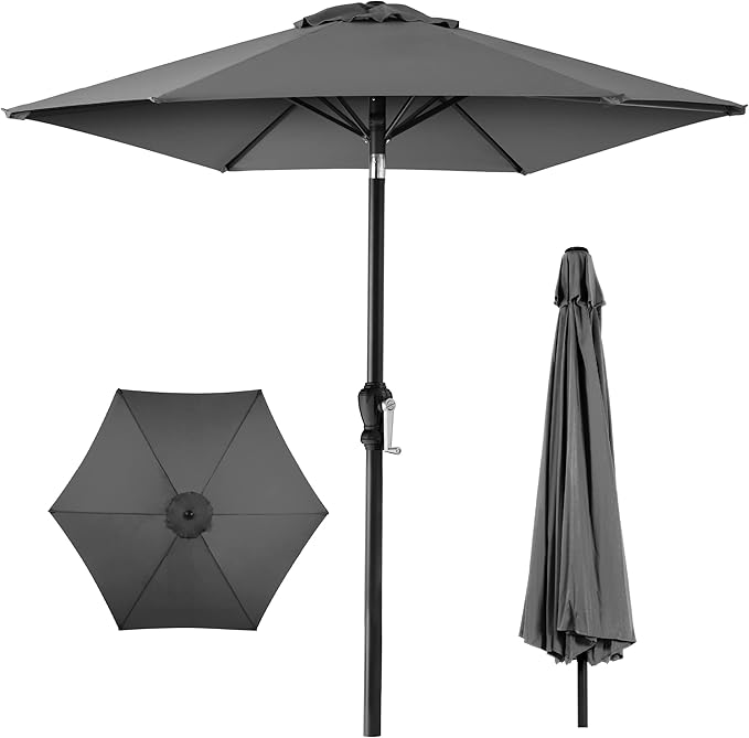 Best Choice Products 10ft Outdoor Table Compatible Steel Polyester Market Patio Umbrella w/Crank and Easy Push Button Tilt by BestChoiceProducts