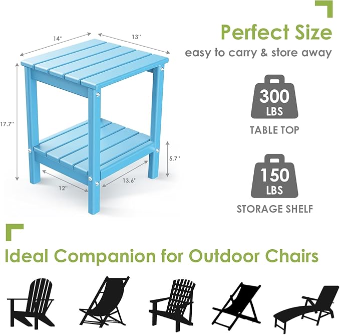 GREENVINES Outdoor Rocking Chair Set | 3-Piece | 2 Rocking Chairs with 1 Side Table | Porch Rocker | HDPE Plastic | Arctic | Patio Furniture Sets | High Back | Big & Tall | Ladder Back - Image 4