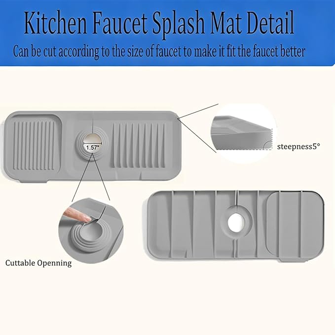 Silicone Sink Splash Guard for Kitchen & Bathroom, 17.7 inch Faucet Mat - Image 7