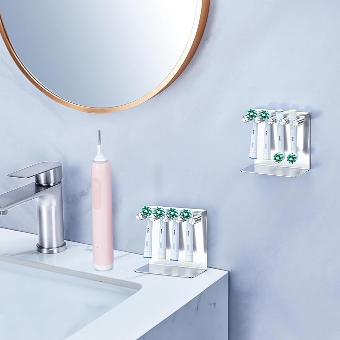 Electric Toothbrush Head Holder, Electric Tooth Brush Holder Desktop or Adhesive - Image 2