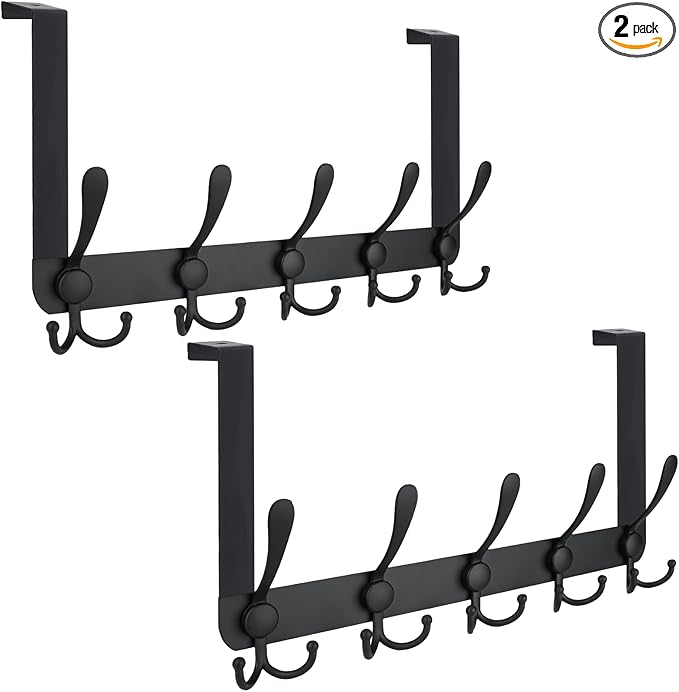 TICONN Over The Door Hooks, 5 Heavy Duty Tri Coat Rack All Metal Coat Hanger by TICONN