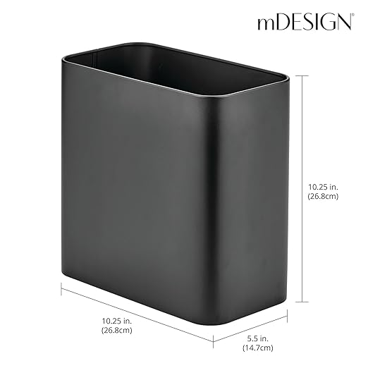mDesign Small Metal 2.4 Gallon/9 Liter Trash Can Wastebasket Garbage Bin - Image 3