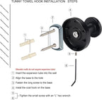 TUNNY 5 Pack Round Towel Hooks-Matte Black Modern Coat Hooks Shower Towel Hooks - Image 5