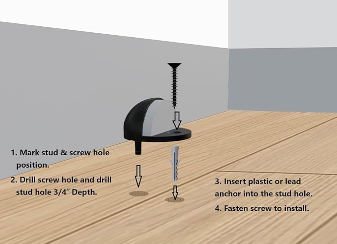 QCAA Low Dome Floor Door Stop, H 25.4 x Diameter 44.5mm, Zinc Die Cast - Image 4