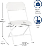 Flash Furniture Hercules Series Big & Tall Stackable Plastic Folding Chairs, Extra Wide Commercial Event Seats, Set of 4, White - Image 3