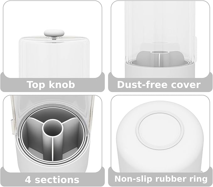 Toothbrush Holder with Cover 360 Rotating 4 Compartments Bathroom Toothpaste - Image 8