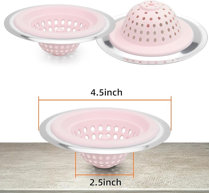 2 PCS Kitchen Stainless Silicone Sink Strainer, 4.5 inch Diameter… - Image 5