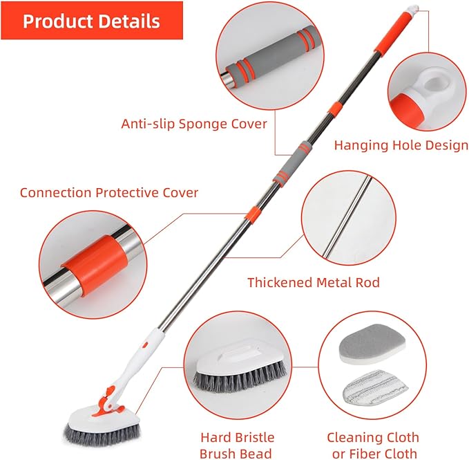 Floor Scrub Brush 3 in 1 Tub Tile Floor Scrubber Brush - Image 5