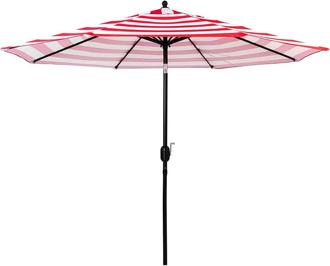 Sunnyglade 9' Patio Umbrella Outdoor Table Umbrella with 8 Sturdy Ribs (Red and White) by Sunnyglade