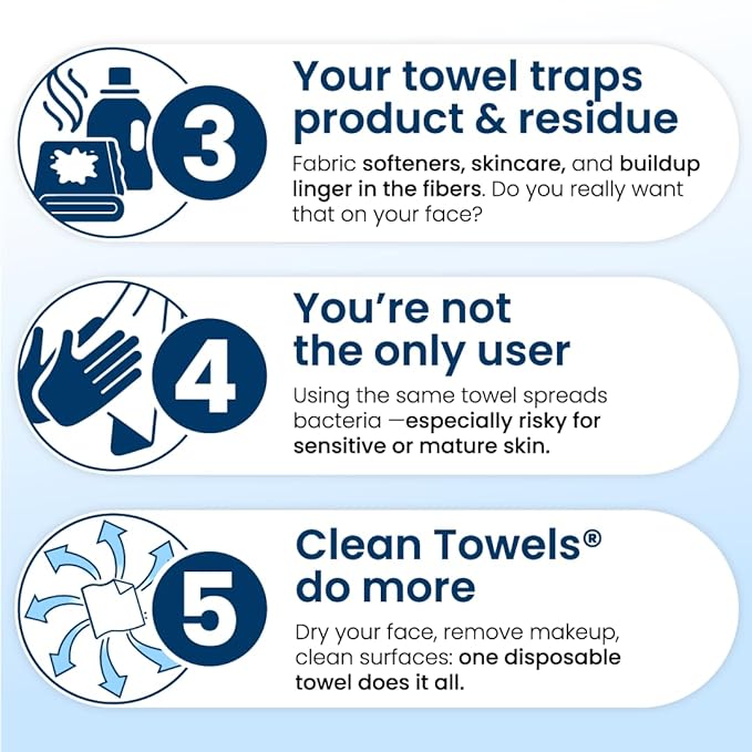 Clean Skin Club Clean Towels® Large, 100% USDA Biobased Face Towel, Disposable - Image 7