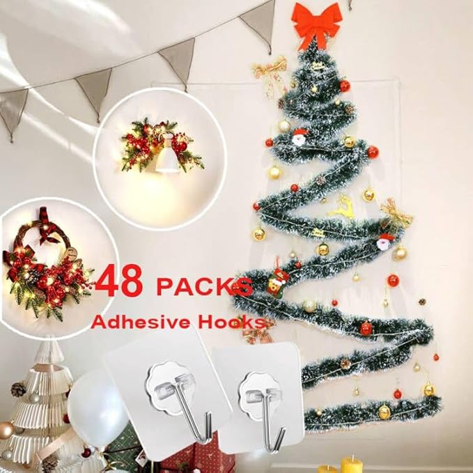 ZESLMG Adhesive Wall Hooks for Hanging, 48 Pack Self Sticky Hooks Heavy Duty - Image 7