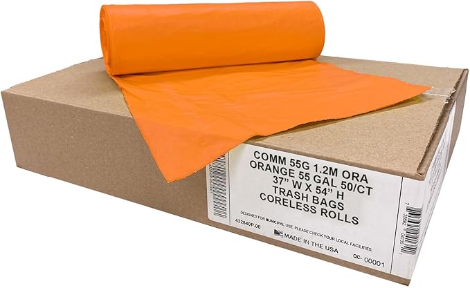 Ultrasac Heavy Duty 55 Gallon Orange Trash Bags - Image 2