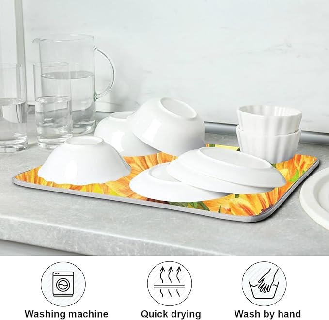 Super Absorbent Dish Drying Mat, Microfiber Fast-Drying Dish Mat, Kitchen Dish - Image 7