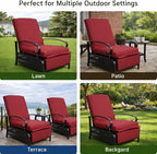 Kozyard Adjustable Outdoor Reclining Lounge Chair, Cushioned Patio Chaise Lounge with Extendable Metal Frame for Sunbathing, Reading & Relaxing – Comfortable Outdoor Recliner(Burgundy) - Image 7