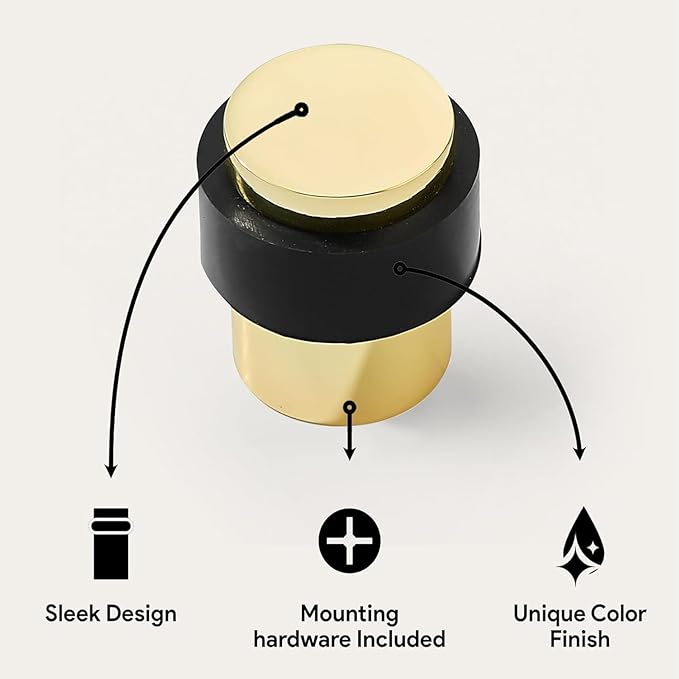 KHTUMEWARE 2 Pack 1-1/2 in Floor Door Stopper, Polished Brass Door Stop - Image 3