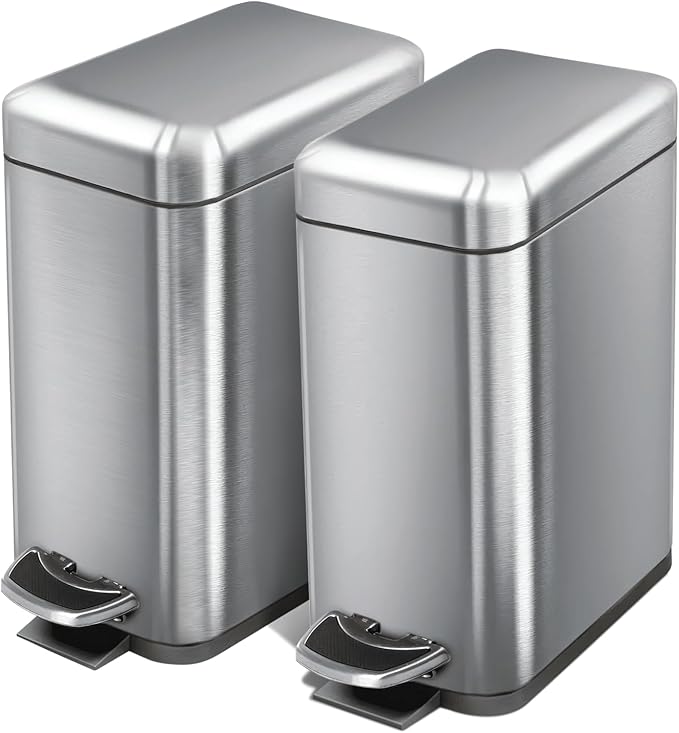 Home Zone Living 2-Pack 1.3 Gallon Small Bathroom Trash Can by HomeZoneLiving