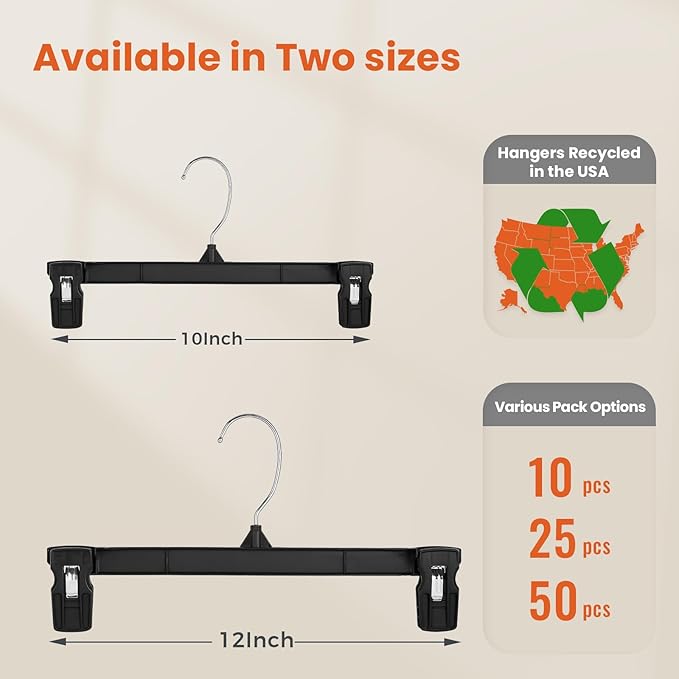 HOUSE DAY Black Pants Hangers 50 Pack, Skirt Hangers - Image 2