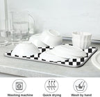 Black White Checkered Pattern Dish Drying Mat - Image 7