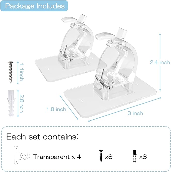 4 Pieces Self Adhesive Curtain Rod Bracket, Universal Plastic Curtain Rod - Image 4