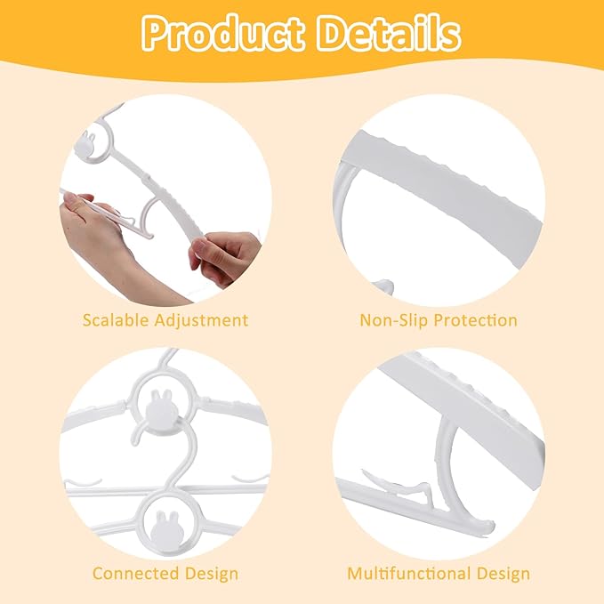 30 Pack Baby Hangers, Non-Slip Kids Hanger, Space Saving Plastic Hanger - Image 3