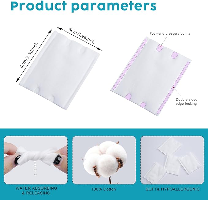 Square Cotton Pads for face, Cotton Squares for Face, Lips & Eyes, 100% Pure - Image 5