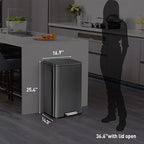 EKO Madison Matte Black 50 Liter/13.2 Gallon Step Trash Can - Image 6