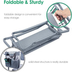 TomCare Garden Kneeler Seat Garden Bench Garden Stools Foldable Stool with Tool Bag Pouch EVA Foam Pad Outdoor Portable Kneeler Christmas Gardening Gifts for Women Men,Large 21.65"x10.62"x18.89",Grey - Image 5