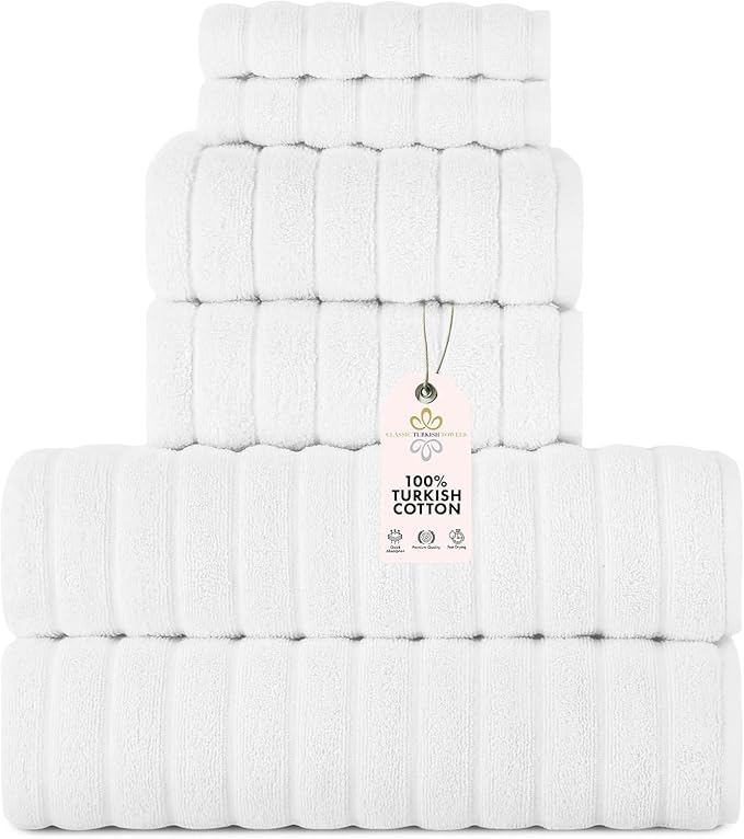 Classic Turkish Towels CTT Luxury 6 Piece Towel Set, 100% Turkish Cotton by ClassicTurkishTowels