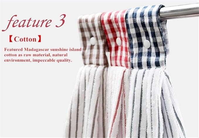 2 Pcs Kitchen Cotton Classical Striped Towel Absorbent Towel Hanging Towels - Image 4