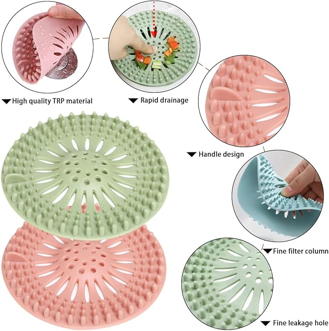 5 Pack Hair Catcher Durable Silicone Hair Stopper Shower Drain Covers - Image 2