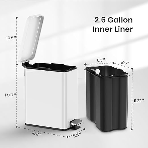 Cesun Bathroom Trash Can with Lid, 2.6 Gallon Small Bathroom Garbage Can Soft - Image 6
