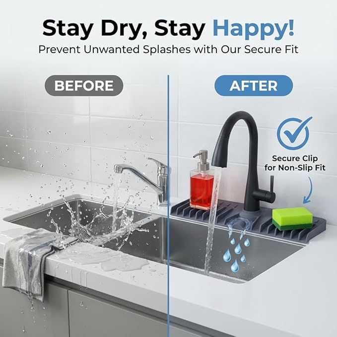 Premium Kitchen Sink Splash Guard – 18" x 5.7" Silicone Faucet Mat - Image 3