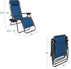 Best Choice Products Set of 2 Adjustable Steel Mesh Zero Gravity Lounge Chair Recliners w/Pillows and Cup Holder Trays - Marine Blue/Black - Image 2