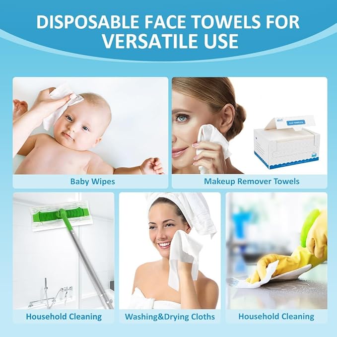 HOMEXCEL Face Towels 100 Count, Disposable Makeup Remover Wipes, Super Soft - Image 4