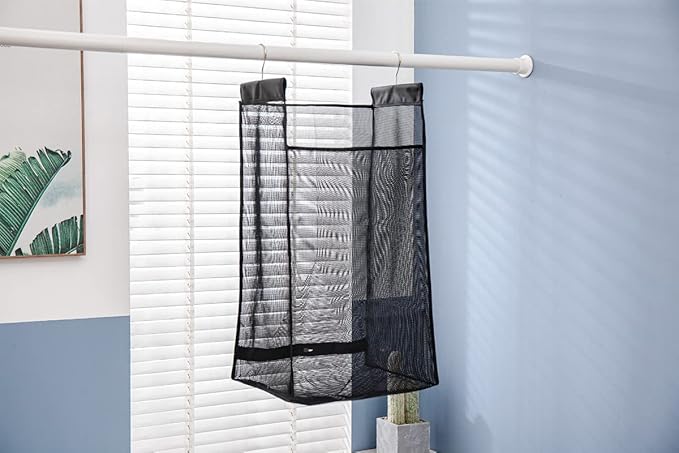Jelier Hanging Breathable Mesh Laundry Hamper Basket, Portable Heavy Duty - Image 6