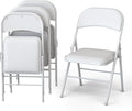 4 Pack Leather Chair | Foldable & Stackable | 350 lbs Capacity Steel Frame Seats for Indoor or Outdoor | Commercial Use Events Wedding Party Events Bulk Picnic Kitchen Dining - White by OurModernSpace