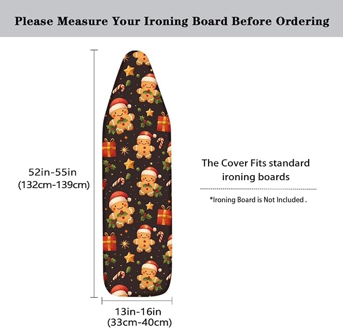 Christmas Gingerbread Man Ironing Board Cover Scorch Resistant Padding Elastic - Image 4