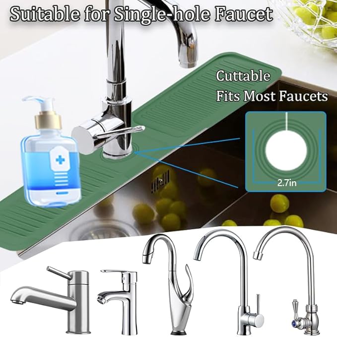 Kitchen Faucet Splash Mat, 24 inch Silicone Sink Splash Guard Drying Mat - Image 3