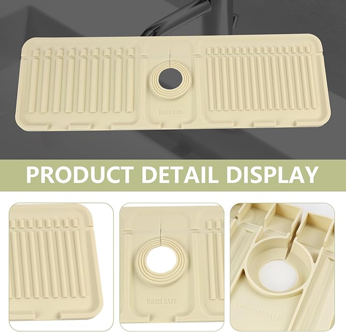 Faucet Mat for Kitchen Sink Splash Guard, 17.5"X5.5" Silicone Sink Splash Guard - Image 5