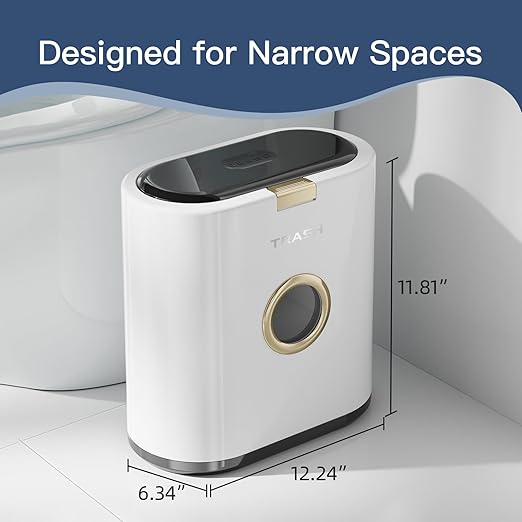 Bathroom Small Trash can with lid, 3.4 gallon/13 Liter Ultra-Thin Plastic Trash - Image 2