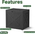 EasyUp 32 Gallon Outdoor Storage Box, Resin Waterproof UV-Resistant Deck Box, Reinforced Stability for Patio, Garden, and Poolside, X-Design Black - Image 3